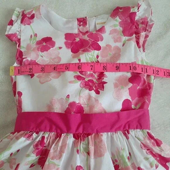 Gymboree Girls Size 7 White Pink Floral Cotton Dress - Picture 10 of 12